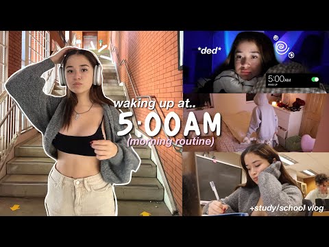 waking up at 5:00AM vlog: early productive mornings, school study vlog, coffee shops, etc.