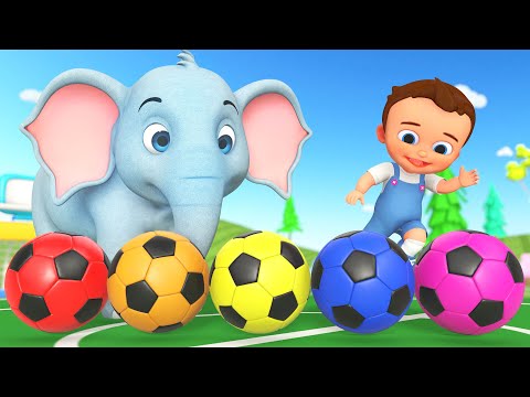 Learning Colors for Children with Baby Boy and Elephant Fun Play Color Soccer Balls Game Educational