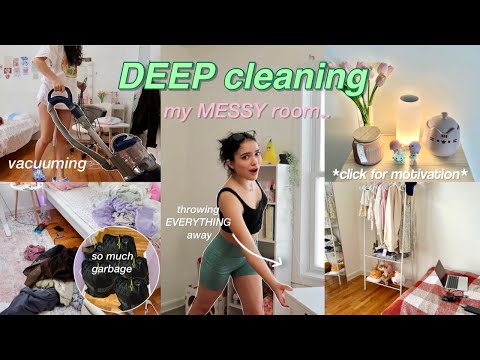 DEEP clean & ORGANIZE my MESSY room 🫧 *this will motivate you*