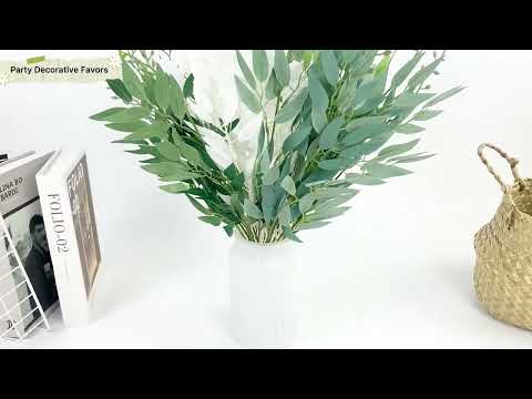 Silk Artificial Willow Bouquet Fake Green Leaves for Wedding Home Garden Vase Decoration Jungle Par