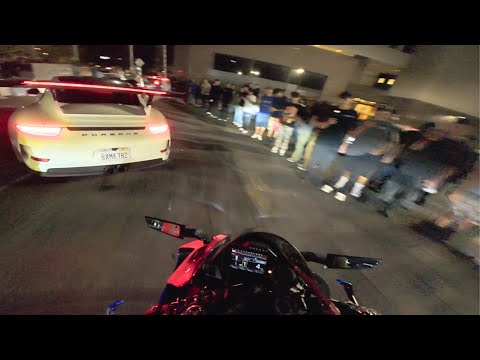 Superbikes Crashing Car Meet