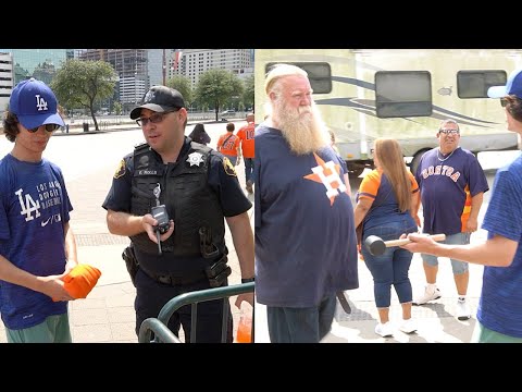 Dodgers Fan Roasting Astros Fans in Houston Prank!