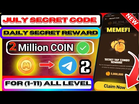 🛑 2 Level 1-11 ) Memefi Secret Tap Combo Reward | Memefi 2,000,000 Coins Code | #memefi Secret Code