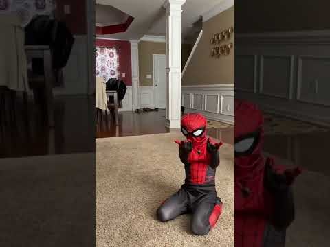 Spider-Man kid sliding into action!This Spider-Man costume rocks!!!#shorts