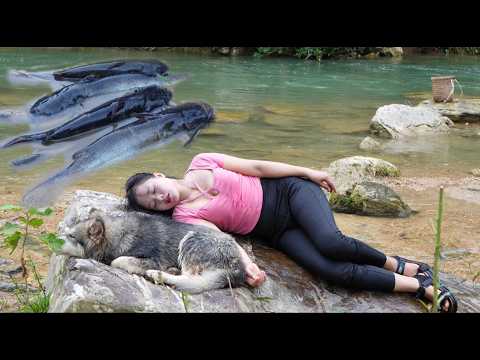 Fish trapping and fishing skills of a girl named Binh, a Vietnamese rural girl