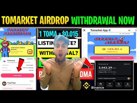 Tomarket Farmingpool Stake PixelSwap | $TOMA Weekly Airdrop Withdrawal Process | TOMA Pool