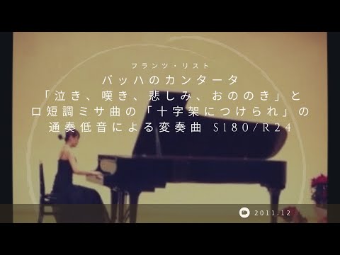 【2011年冬、22歳】音大の卒業演奏で弾いた曲：バッハのカンタータ「泣き、嘆き、悲しみ、おののき」とロ短調ミサ曲の「十字架につけられ」の通奏低音による変奏曲 S180/R24（F.リスト作曲）