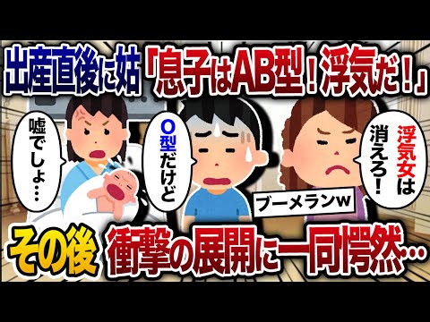 出産し、義母に子供の血液型を伝えると「息子はAB型！浮気したな！」夫「俺、O型だけど…」→この後、衝撃の展開へｗｗｗ【2chスカッと・ゆっくり解説】