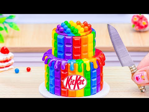 Amazing Miniature Rainbow Cake 🌈 How To Make Tasty Miniature KITKAT Chocolate Cake by Lotus Cakes