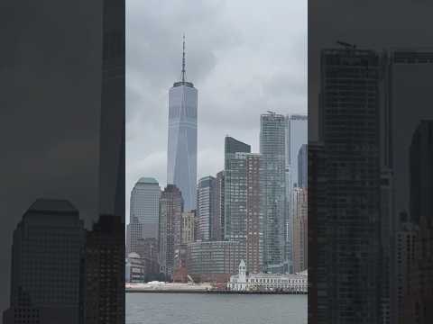 Stunning view of Manhattan skyline in New York and Jersey City skyline in New Jersey from the ferry.