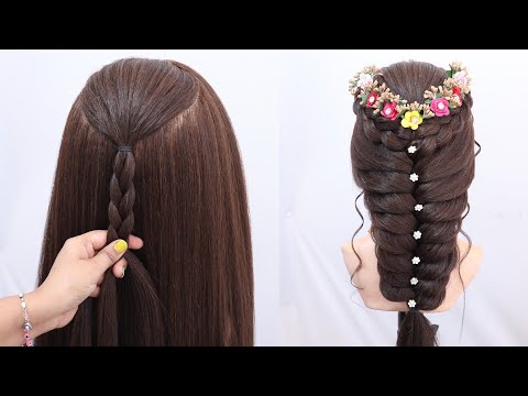 Beautiful long hair braid hairstyle for party | quick and easy braid hairstyle