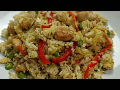 QUICK AND EASY CHICKEN RICE WITH EGG RECIPE !!! || Street style chicken rice recipe || Fried rice