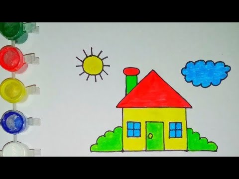 how to  draw a house  easy🏡. house drawing for kid.#trending#art#drawing#painting#viralvideo#youtube