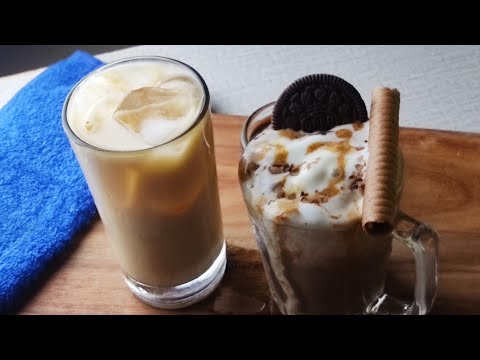 2 types of cold coffees | iced coffee | coffee freakshake | with coffee syrup