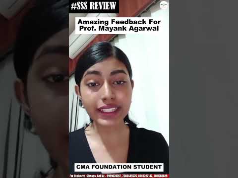 Amazing feedback from CMA Foundation Student for Prof. Mayank Agarwal Sir#shorts