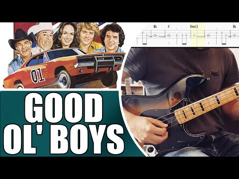 Good Ol' Boys (Theme from "The Dukes of Hazzard") - Waylon Jennings | Bass cover with tabs #107