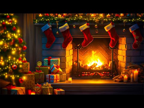 Christmas Fireplace for Sleeping 🔥Fireplace Crackling Sounds | Christmas Ambience