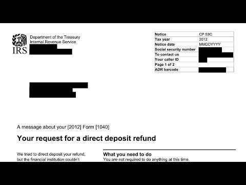 How to understand your CP53C Notice (Your financial institution couldn't process your refund).