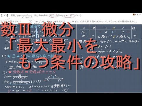 数III 微分 2-7｢最大最小をもつ条件｣中級編