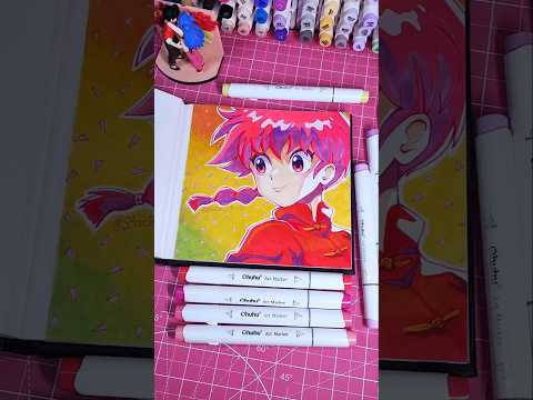 Ranma ½ | INKTOBER anime drawing fanart Ohuhu marker process #animeart #art #ranma #shorts