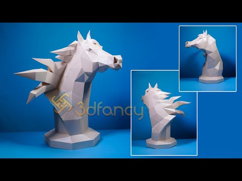 Assembly Instructions Horse Head Statue Papercraft - Paper Craft Horse Bust - DIY Low Poly Christmas