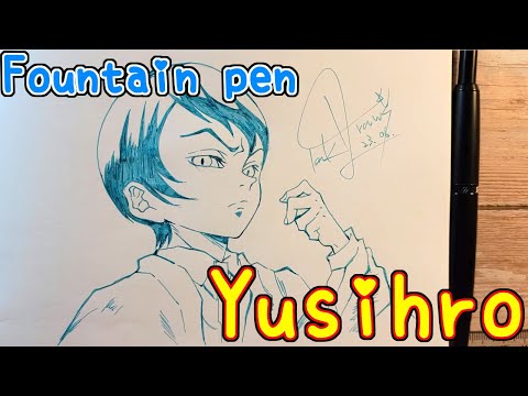 Drawing anime with fountain pen|Yushiro |DemonSlayer |TenK Draws