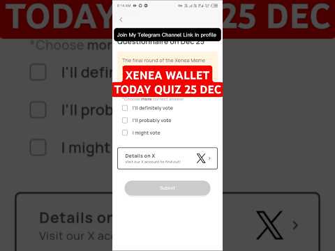 Xenea wallet quiz 25 Dec xenea wallet today quiz #xeneawallet #xeneawalletdailyquiz