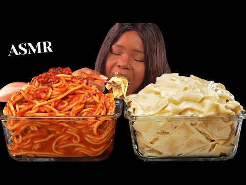 ASMR TOMATO SAUCE & ALFREDO CREAMY SPAGHETTI MUKBANG COMPILATION (NO Talking) |Sticky Eating Sounds