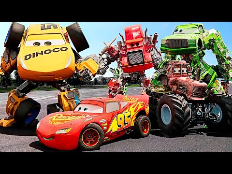 Lightning McQueen TRANSFORMERS in Real Life on Road cars PIXAR