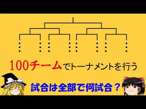 【論理クイズ】「試合は全部で何試合？」　あることに気付けば超簡単！【ゆっくり解説】