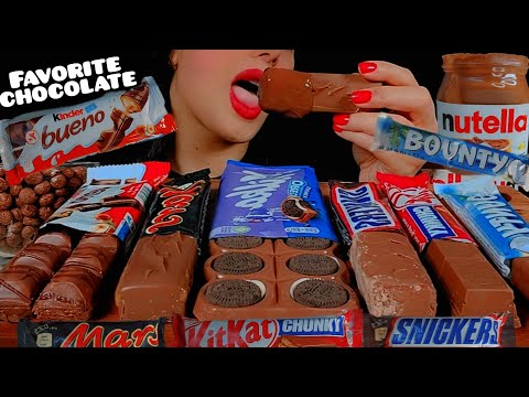 ASMR chocolate bars whit nuttella 🍫👅Mars| SNICKERS| KitKat |BOUNTY |kinderbueno| Milka&OREO 🍫|목방 초콜릿