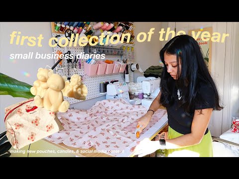 making my FIRST COLLECTION of 2024 // small business vlog, Kittl AI, sewing, candle making, chatty