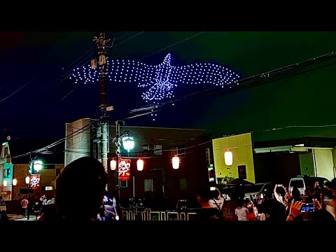 【驚愕】突如お祭り中の夜空に巨大な光の物体が飛来して驚きの市民　第30回ひたちなか祭り2024 ドローンショー in茨城県ひたちなか市　2024/8/18(日)