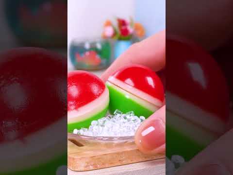 Watermelon Jelly Decorating #shorts #cake #miniaturecooking #satisfying #asmr #minikitchen