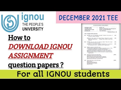 HOW TO DOWNLOAD IGNOU ASSIGNMENT QUESTION PAPERS? || DECEMBER 2021 TEE || #LEARNING #ignou #ignoutee