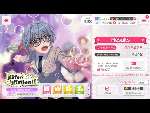 [BanG Dream!] Effort Inflation!! | [Live Goal Event] | T4042 (T5000) - Results