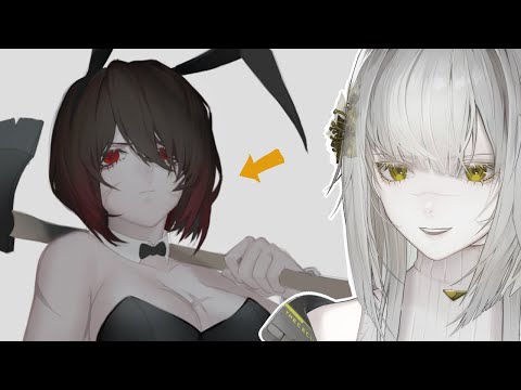 PAINTING a Badass Bunny girl?? | drawing & chatting stream #16