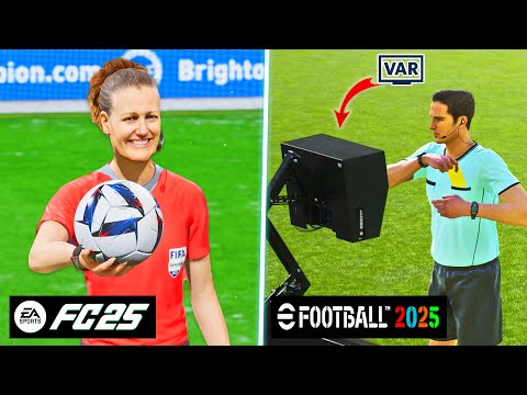 EA FC 25 vs eFootball 2025 - Referee Realism | Fouls & Cards Comparison