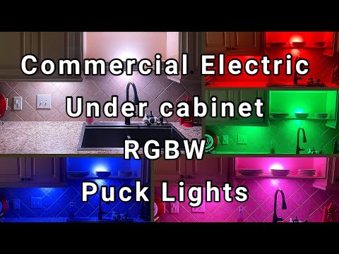 COMMERCIAL ELECTRIC PLUG IN OR DIRECT WIRE RGBW CABINET PUCK LIGHTS