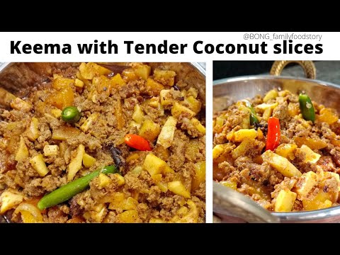 Keema with Tender Coconut Slice- Dhabewala Keema Masala- Mutton keema recipe- Dhaba style keema