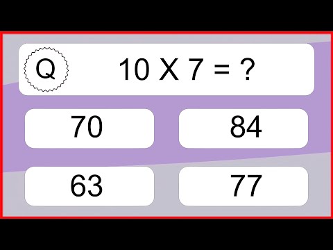 20 Multiplication Quiz Exercises for Kids