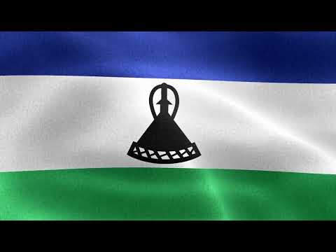 [10 Hours] Lesotho Flag Waving - Video & Audio - Waving Flags