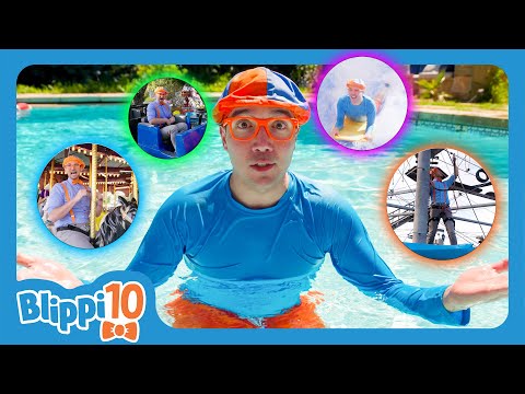 BLIPPI’S TOP 10 AMUSEMENT PARK RIDES! 🎡 Fun For Kids | Top 10 Ranking | Educational Videos for Kids