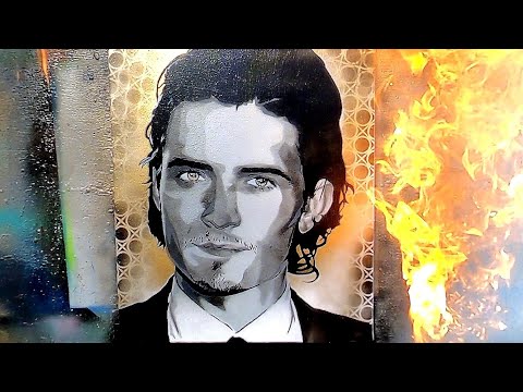 Orlando Bloom portrait by Spray Art Eden