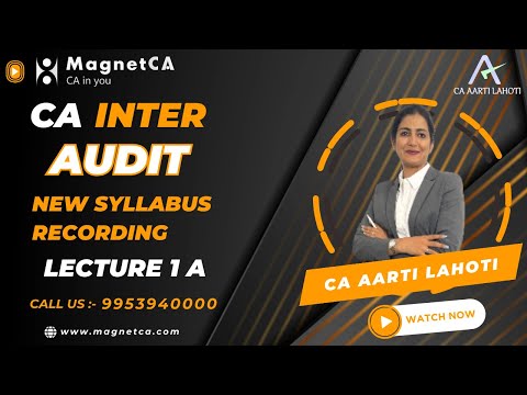 CA Inter Audit - Fast Track Batch - Lecture 1A - CA Aarti N. Lahoti