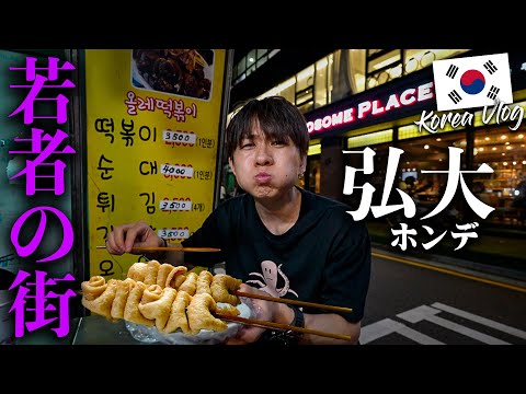 【韓国一人旅vlog】屋台おでん爆食い！ホンデで大量の犬に襲われた1日🔥