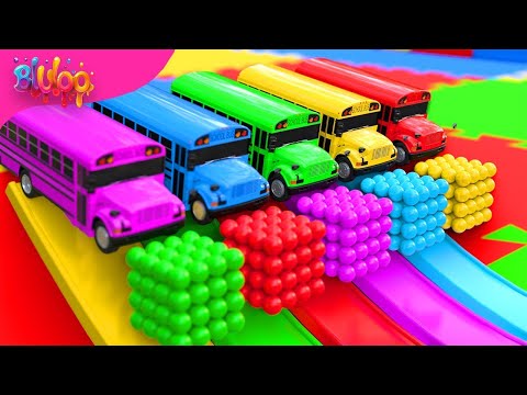 The Wheels on The Bus Song | Colorful Bus & SUPRISE EGGS | BluLoo Nursery Rhymes & Kids Songs