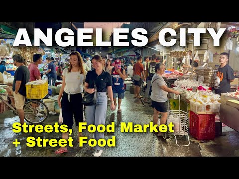 Walking Tour of ANGELES CITY’s Streets + Food Market and Street Food Scenes | Pampanga, Philippines