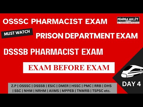 Pharmacist exam preparation | OSSSC | PRISON DEPARTMENT | DSSSB PHARMACIST EXAM QUESTIONS