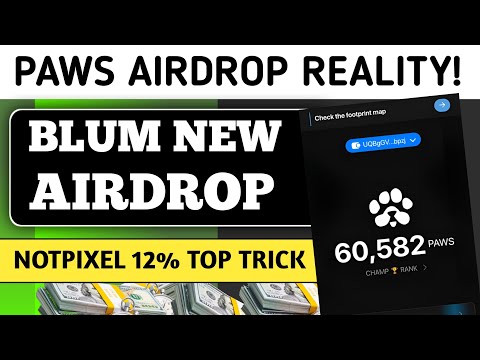 PAWS Airdrop Reality | BLUM New Airdrop | NOTPIXEL 12% Top  Trick